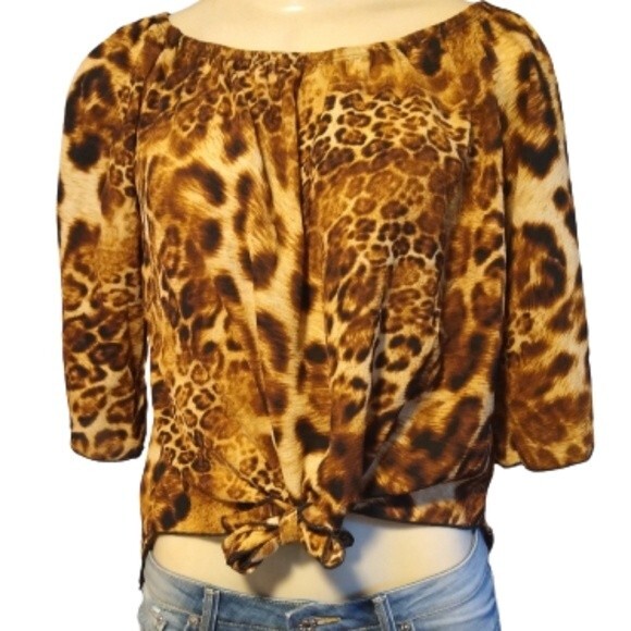 Leopard Crop Top L - Picture 2 of 7
